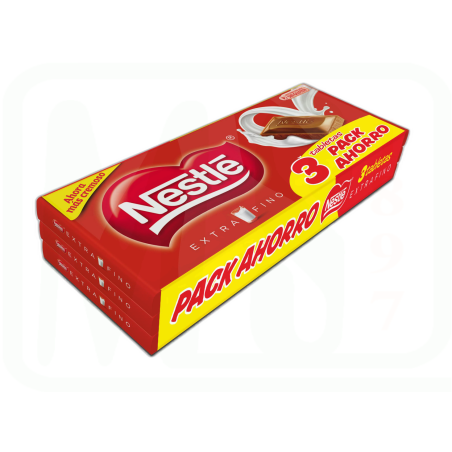 CHOCOLATE EXTRAFINO LECHE PACK-3 X125 GR