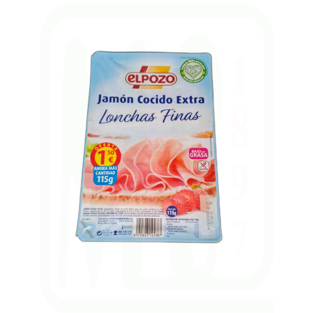 JAMON COCIDO EXTRA LONCHAS 115 GR