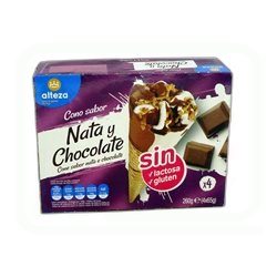 HELADO CONO NATA CHOCOLATE SIN GLUTEN SIN LACTOSA PACK-4