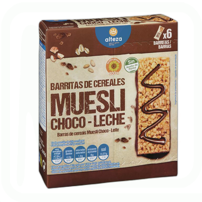 BARRITAS CEREALES MUESLI CHOCO-LECHE PACK-6