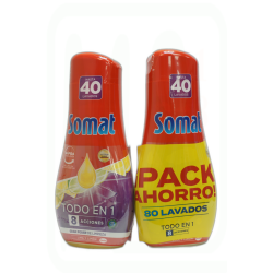 DETERGENTE GEL LAVAVAJILLAS TODO EN 1 PACK-2 X40 DOSIS