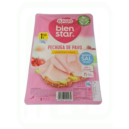 PECHUGA PAVO LONCHAS BAJA SAL 115GR