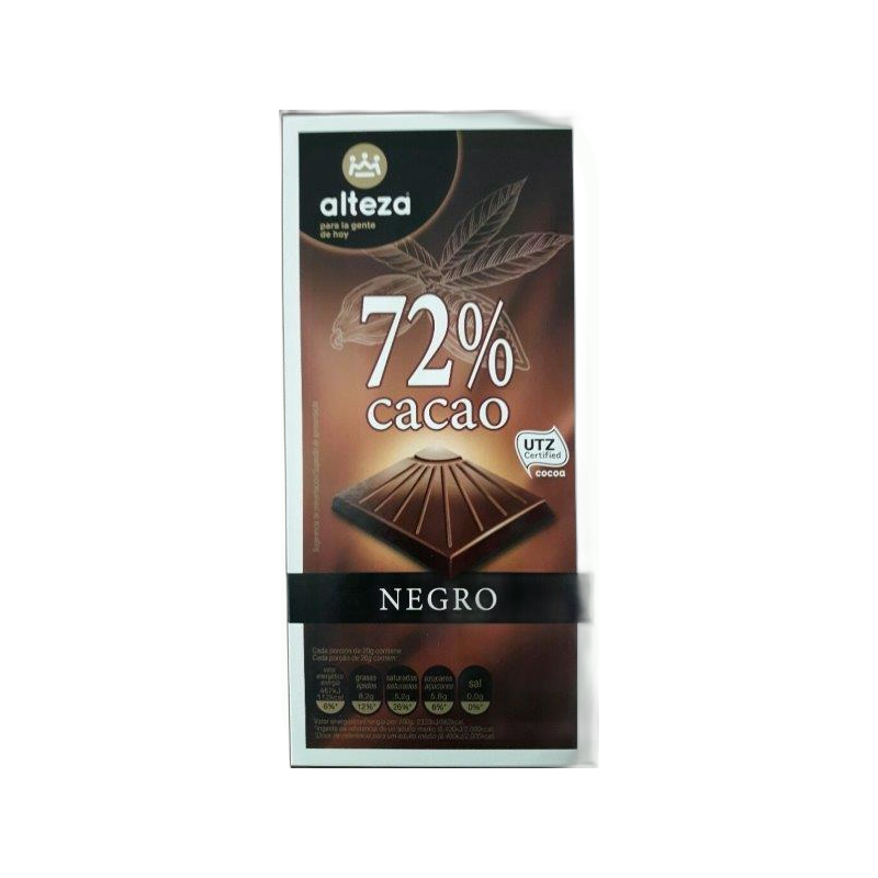 CHOCOLATE NEGRO 72% 125GR