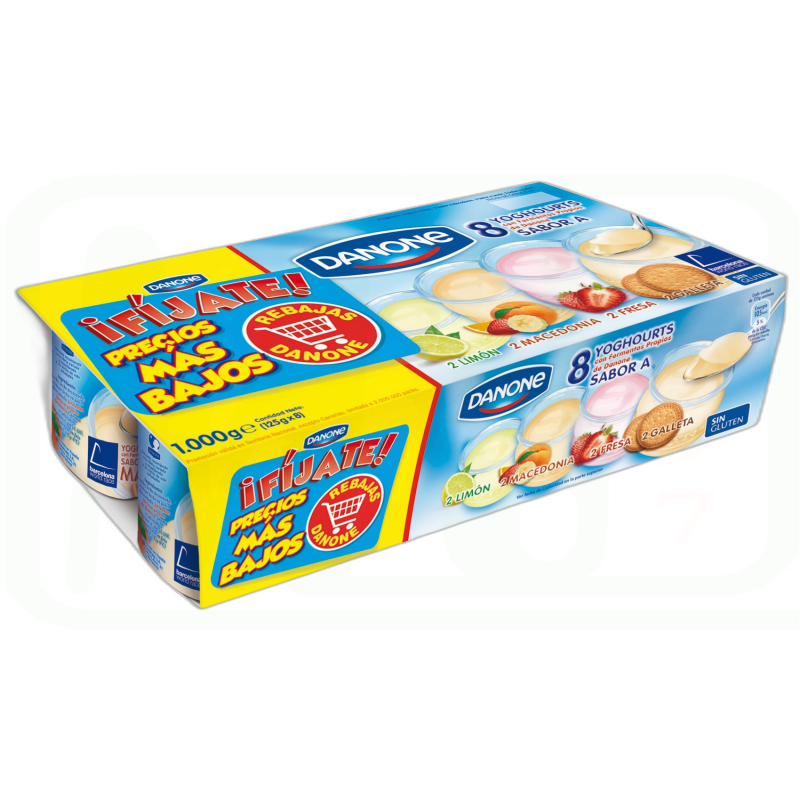 YOGUR SABOR PACK-8 FRESA MACEDONIA LIMON GALLETA 