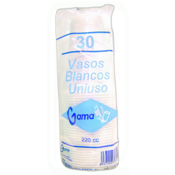 VASOS BLANCOS 220CC PACK-30