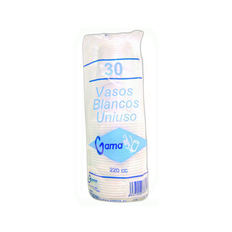 VASOS BLANCOS 220CC PACK-30