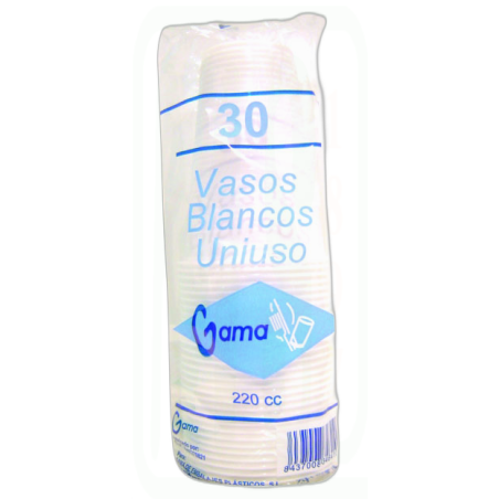 VASOS BLANCOS 220CC PACK-30