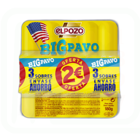 SALCHICHAS BIG PAVO PACK-3*200GR