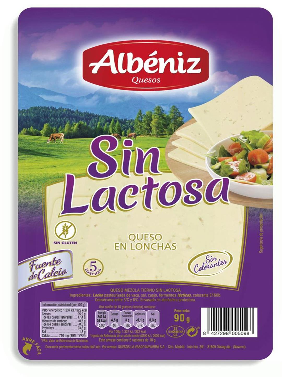 QUESO LONCHAS SIN LACTOSA 65 GR 