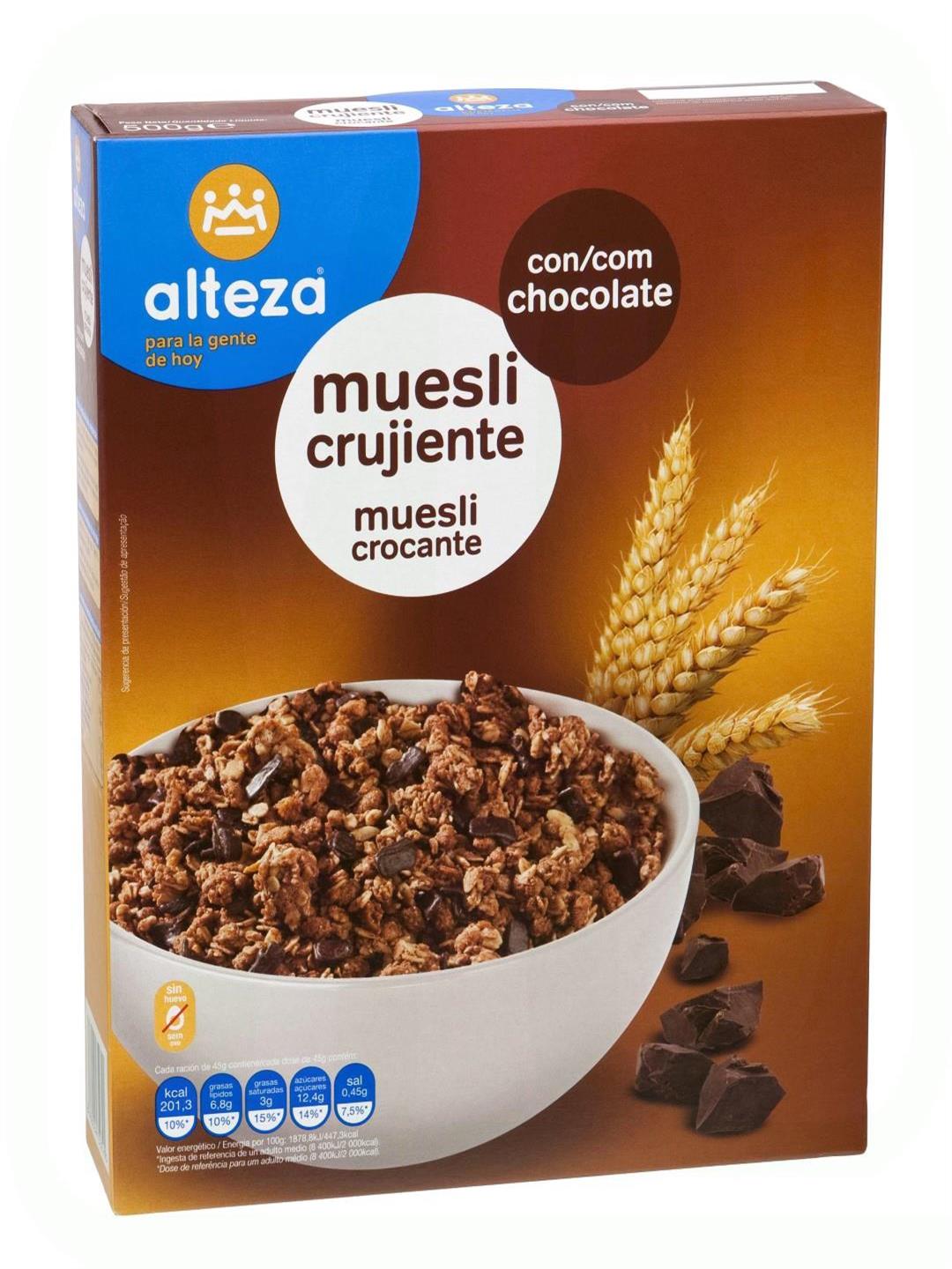 CEREALES MUESLI CHOCOLATE 500 GRAMOS