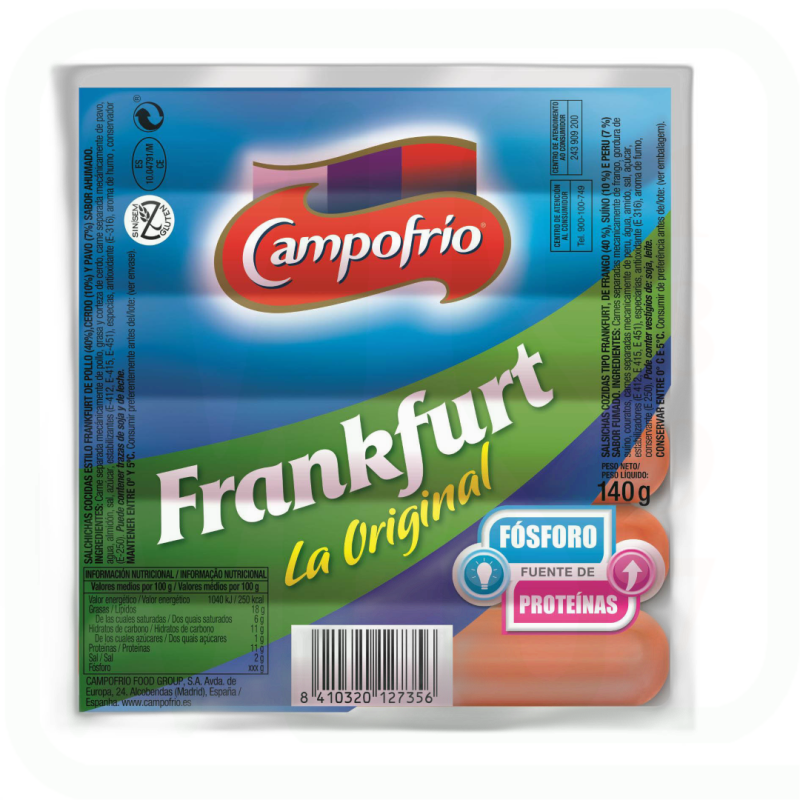 SALCHICHAS FRANKFURT  BOLSA 140GR 