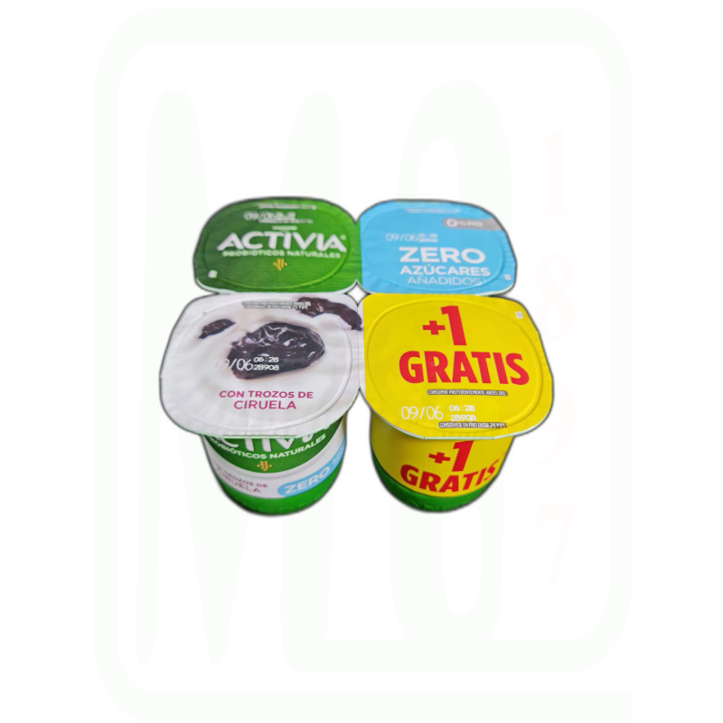 YOGUR ACTIVIA 0% CON CIRUELA PACK-4