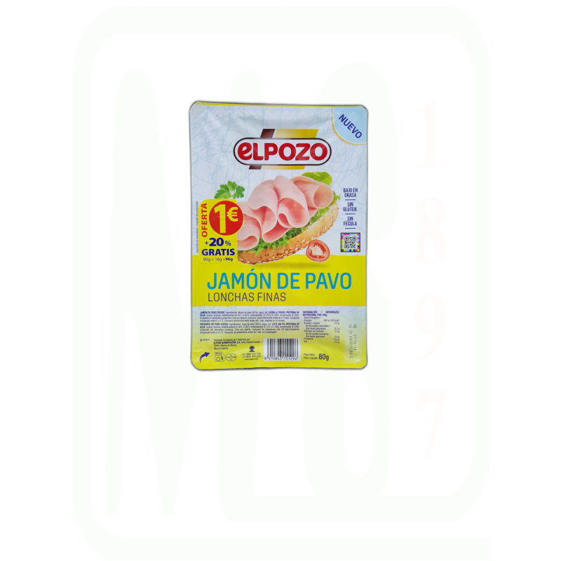 JAMON DE PAVO LONCHAS 80 GR