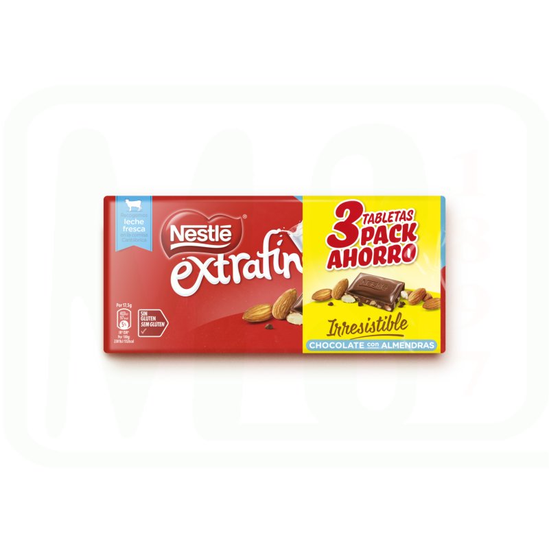 CHOCOLATE EXTRAFINO ALMENDRA PACK-3 X123 GR